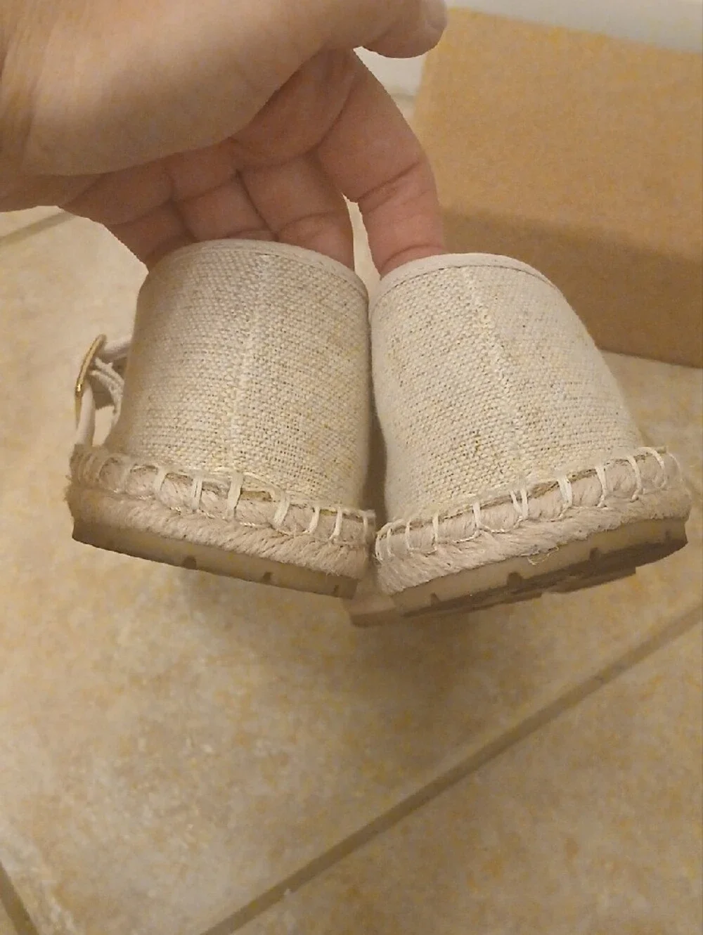 Old Navy Cream Canvas Mary Jane Espadrille Flats